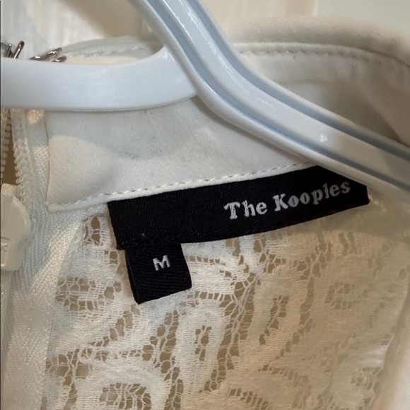 The Kooples sz M sheer lace top with collar - ivory - cotton mix - delicate edgy - Picture 2 of 8